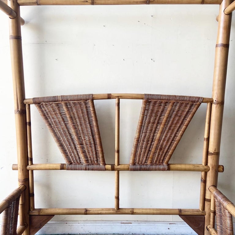 Vintage Bamboo & Wicker Canopy Queen Bed Frame 5