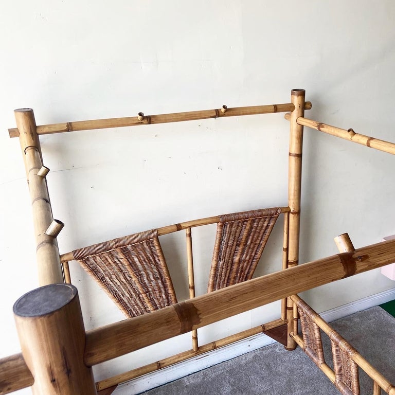Vintage Bamboo & Wicker Canopy Queen Bed Frame 7