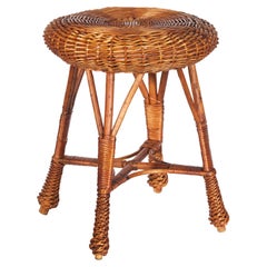 Vintage Bamboo Wicker Hocker beiläufige Getränke Beistelltisch
