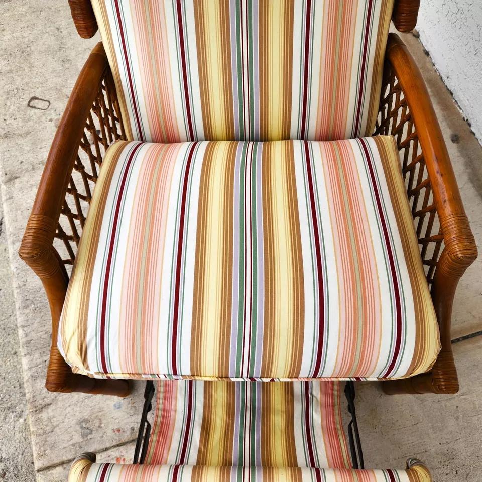 Vintage Bamboo Wingback Recliner Chair For Sale 5