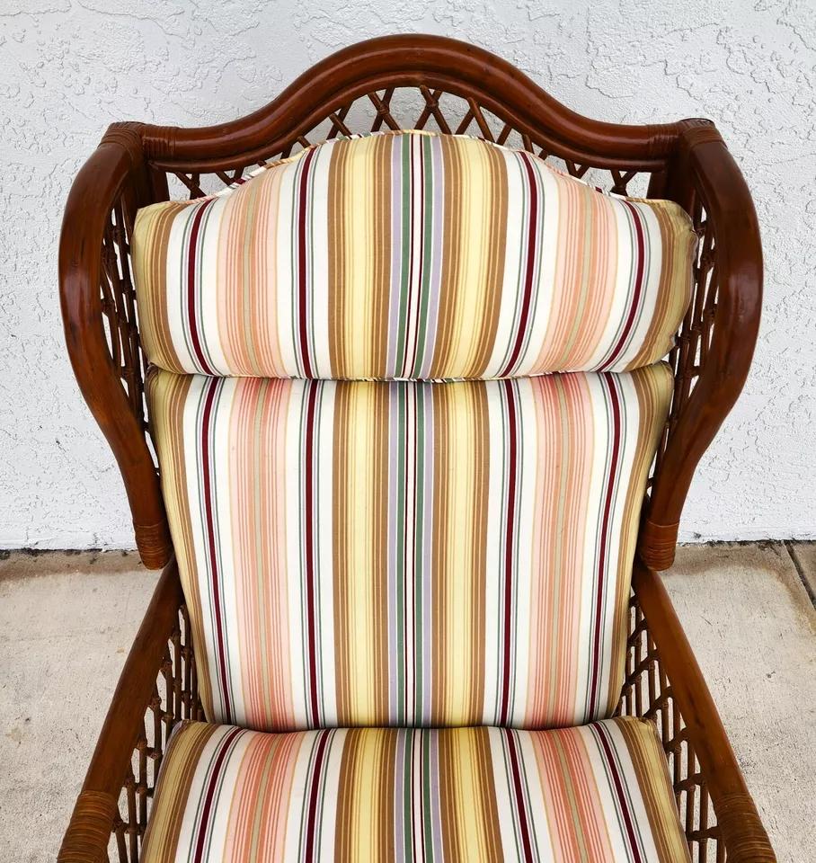 Vintage Bamboo Wingback Recliner Chair For Sale 6