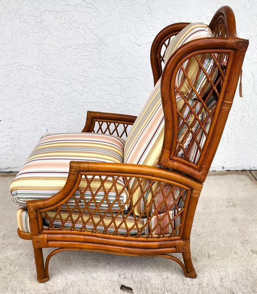 Vintage Bamboo Wingback Recliner Chair For Sale 7