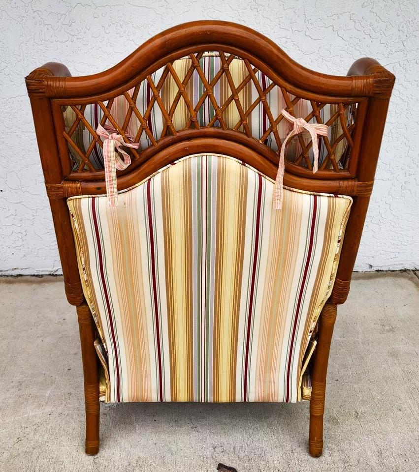 Mid-20th Century Vintage Bamboo Wingback Recliner Chair For Sale