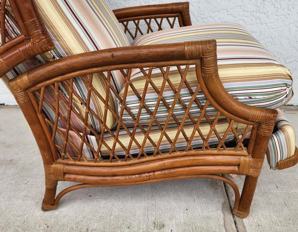 Vintage Bamboo Wingback Recliner Chair For Sale 1
