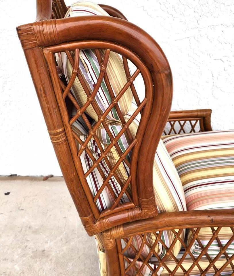 Vintage Bamboo Wingback Recliner Chair For Sale 2