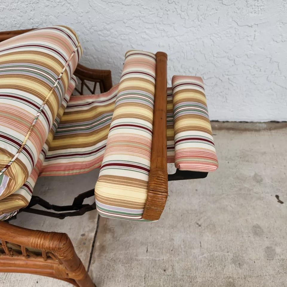 Vintage Bamboo Wingback Recliner Chair For Sale 3
