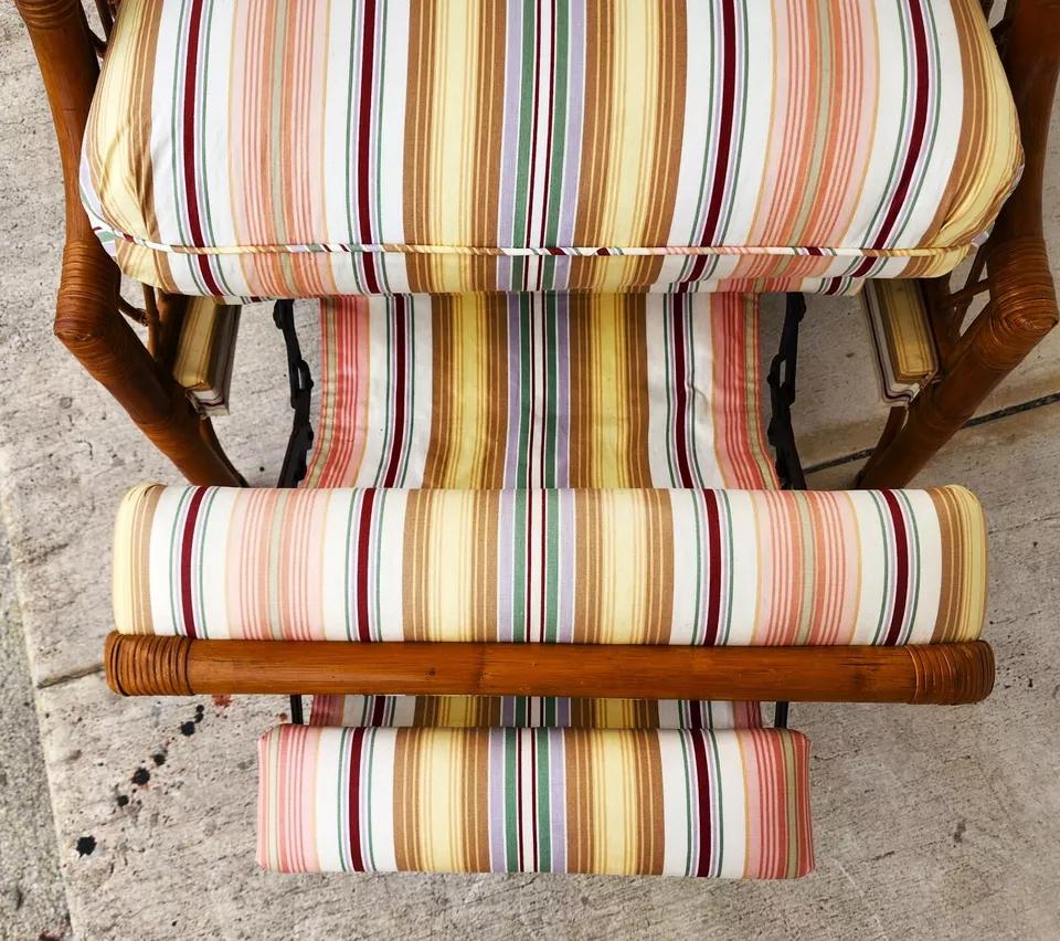 Vintage Bamboo Wingback Recliner Chair For Sale 4