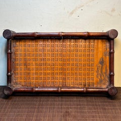 Vintage Bamboo Wood Chinese Bible Characters Carving Square Plate