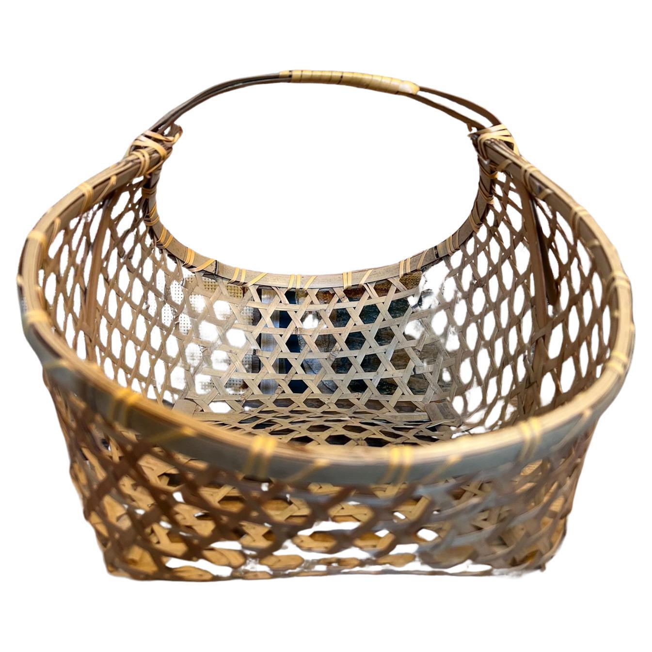 Vintage Bamboo Woven Basket