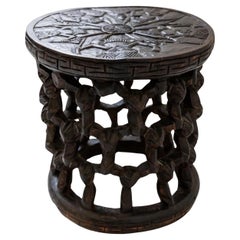 Vintage Bamileke Stool, Hand-carved table from Cameroon, 1950s