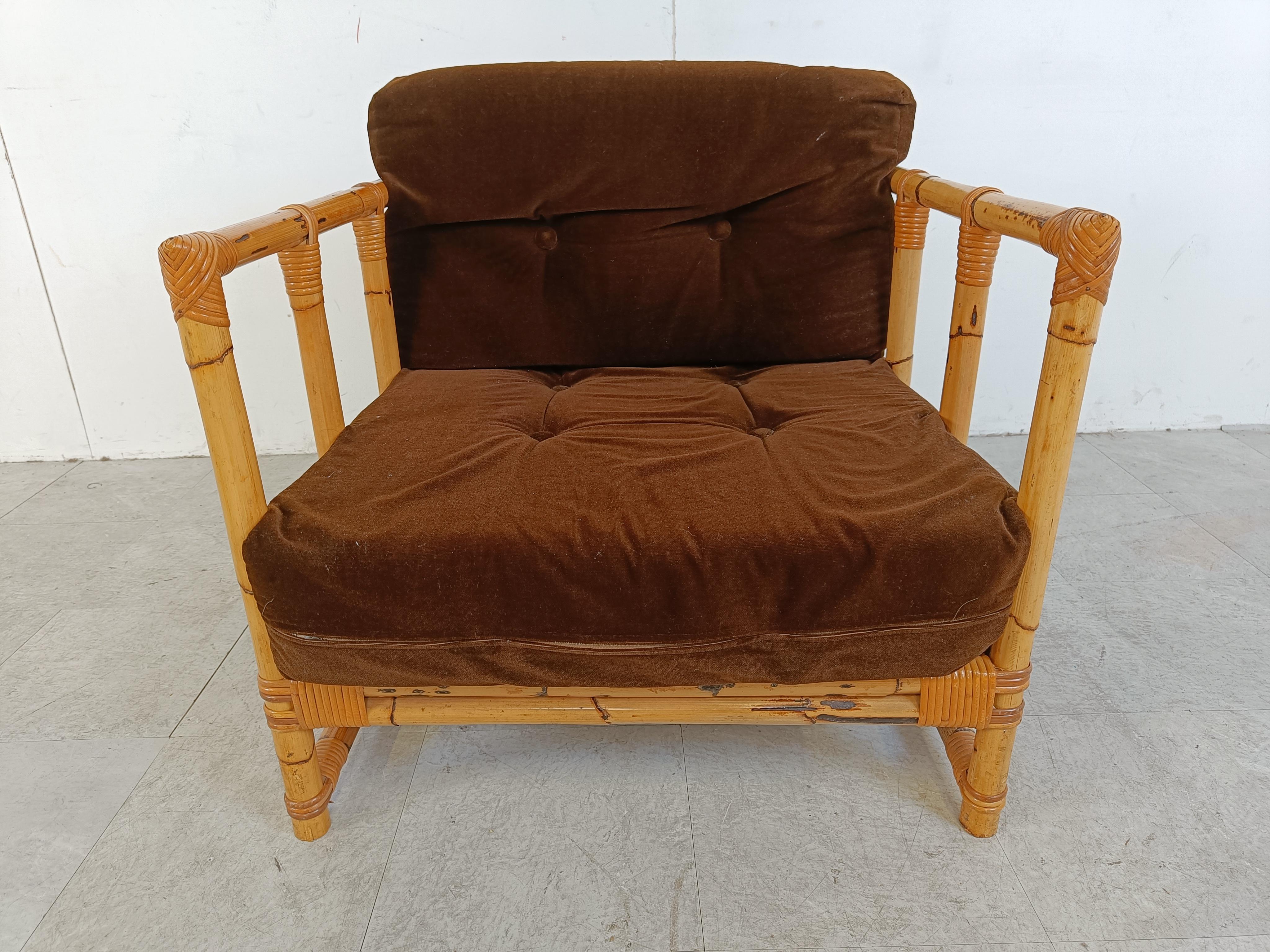 Belgian Vintage bamoo armchair, 1960s For Sale