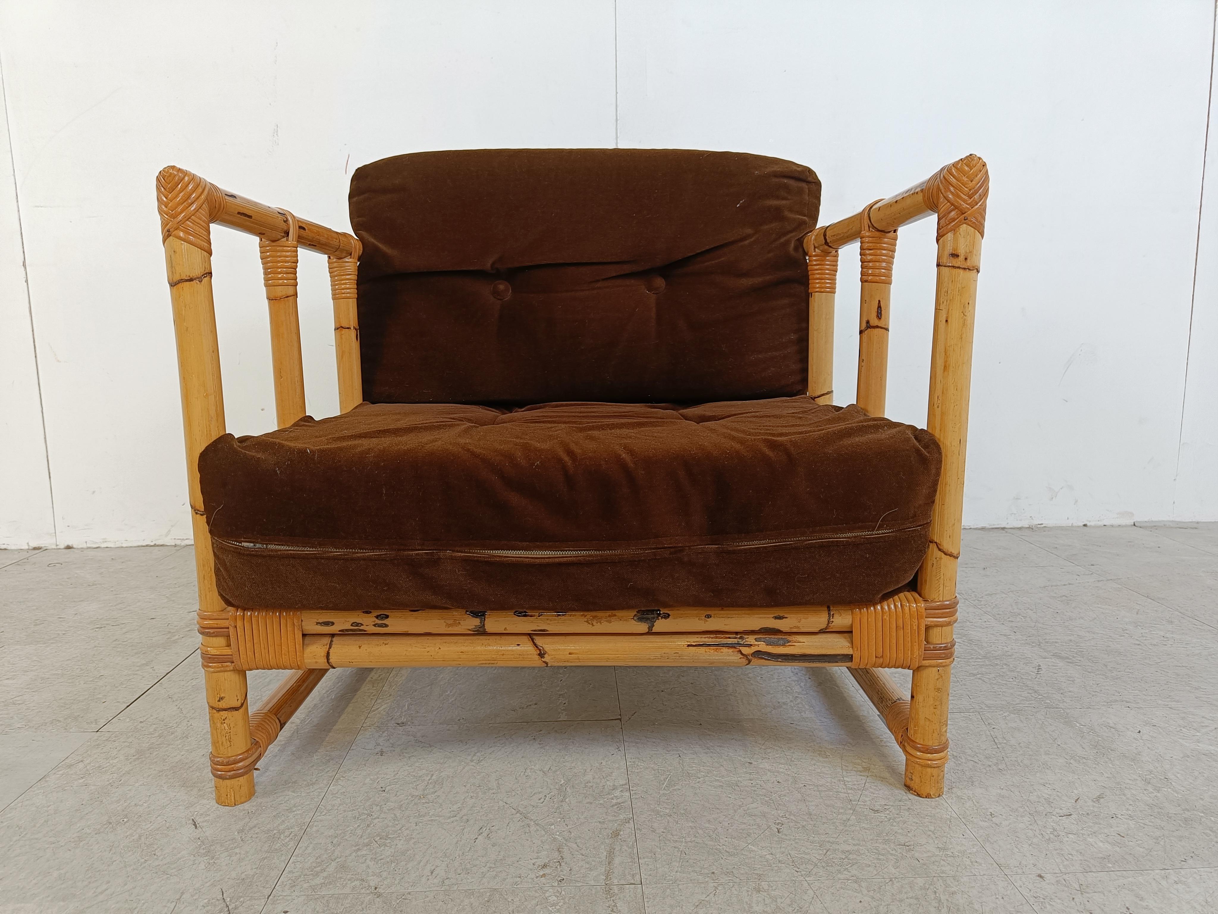 Vintage bamoo armchair, 1960s In Good Condition For Sale In HEVERLEE, BE