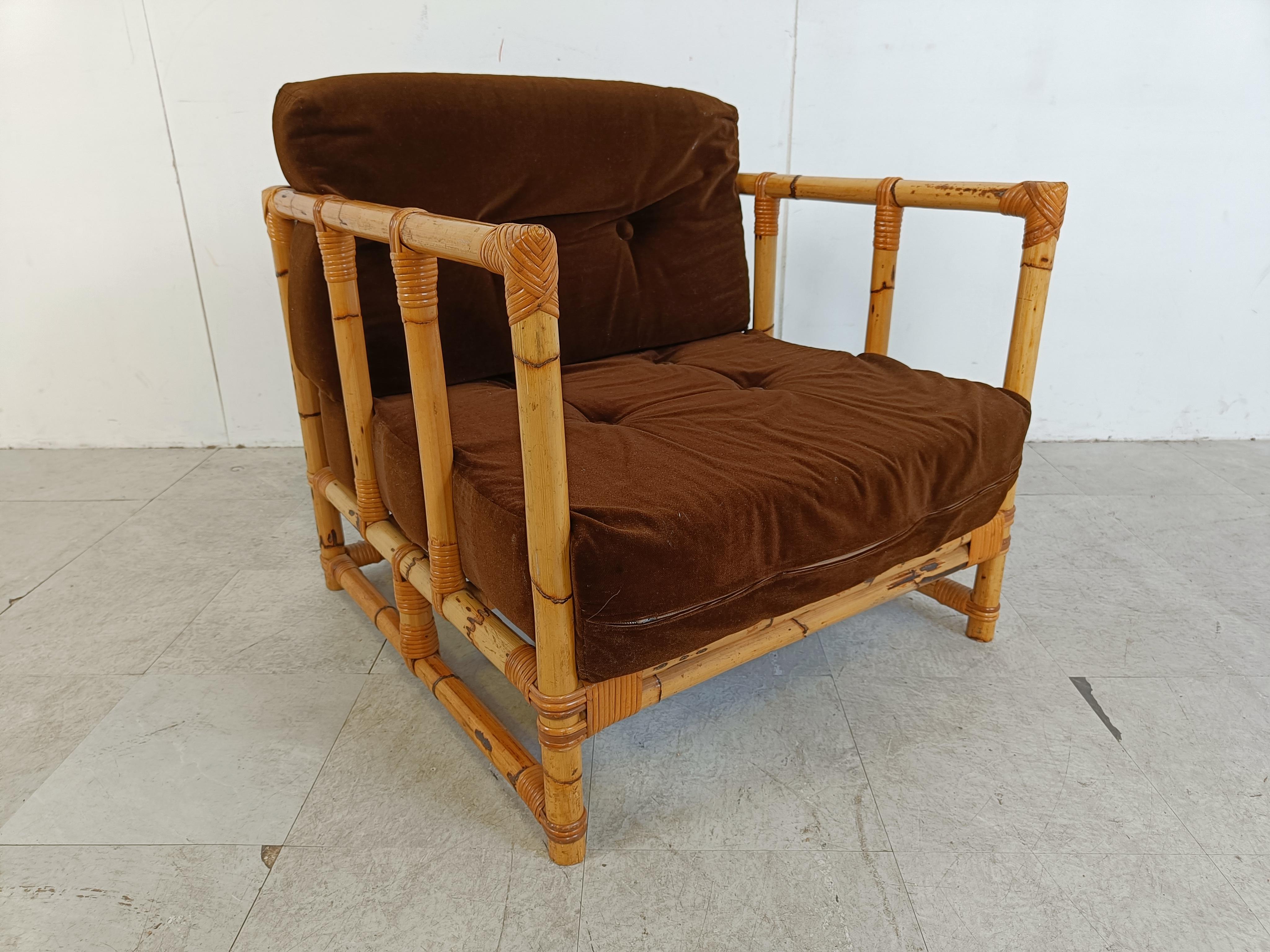 Mid-20th Century Vintage bamoo armchair, 1960s For Sale