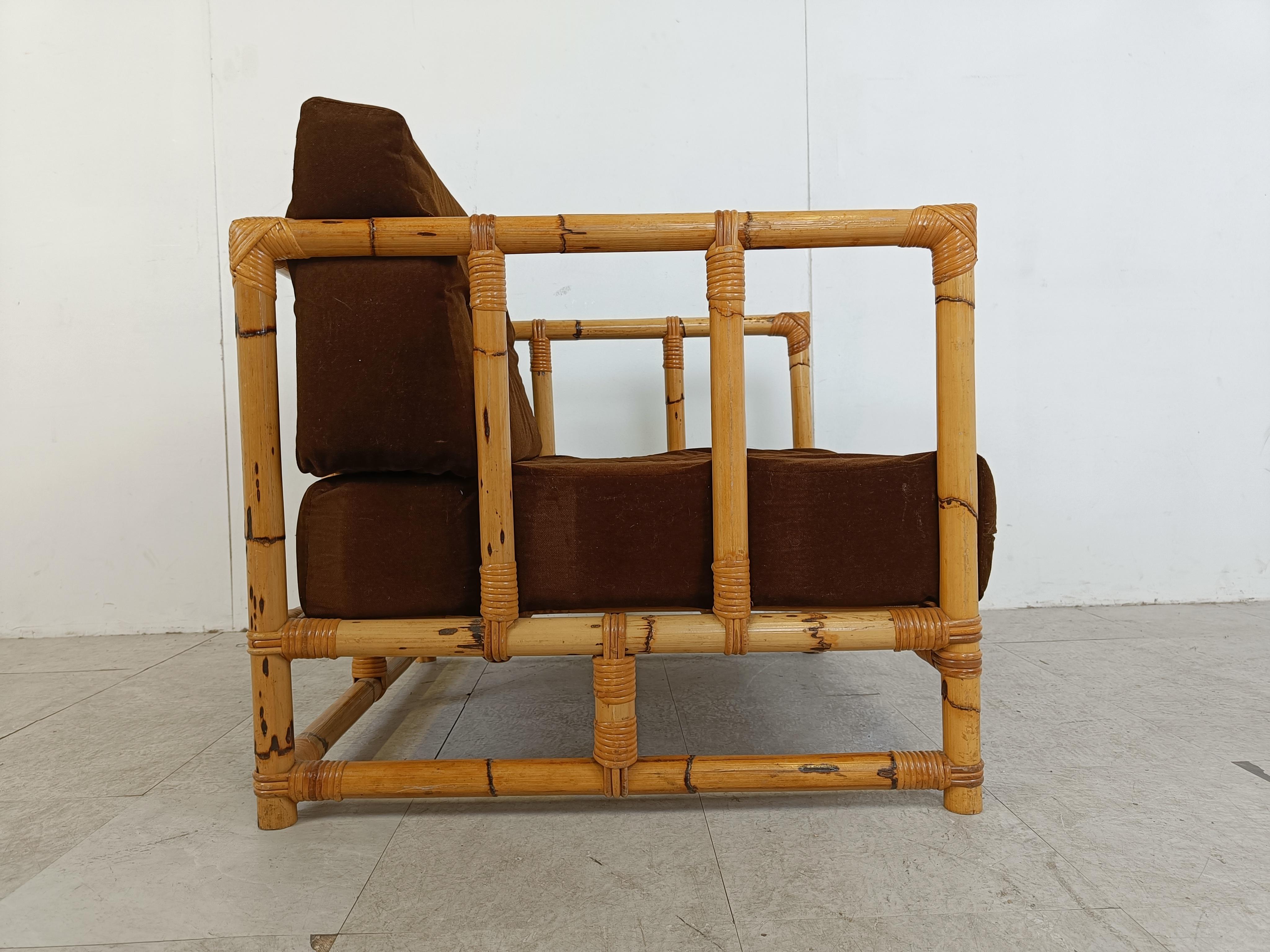 Vintage bamoo armchair, 1960s For Sale 1