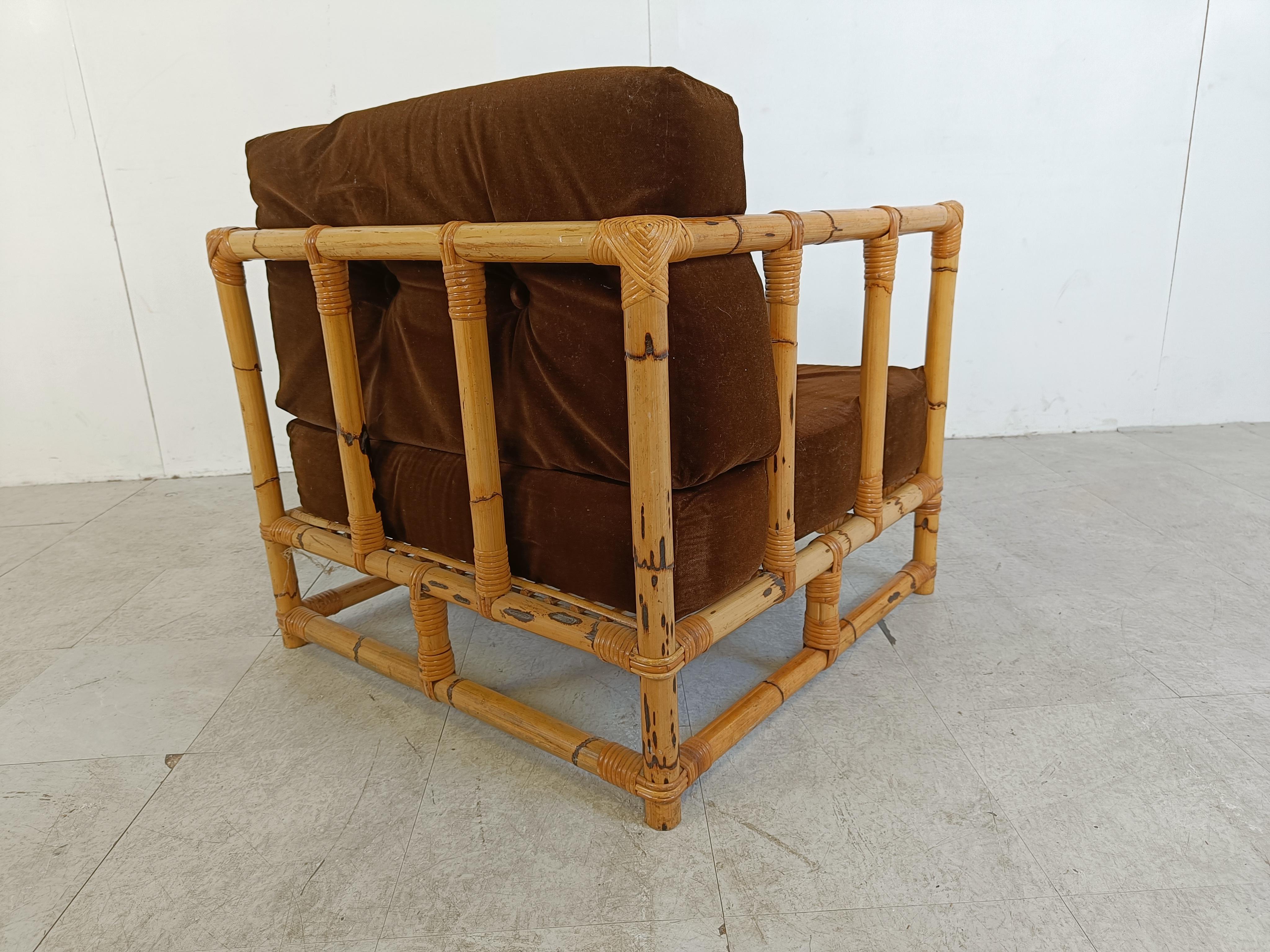 Vintage bamoo armchair, 1960s For Sale 2