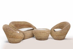 Vintage Banana Tree Rattan Sofa Set, 1990s