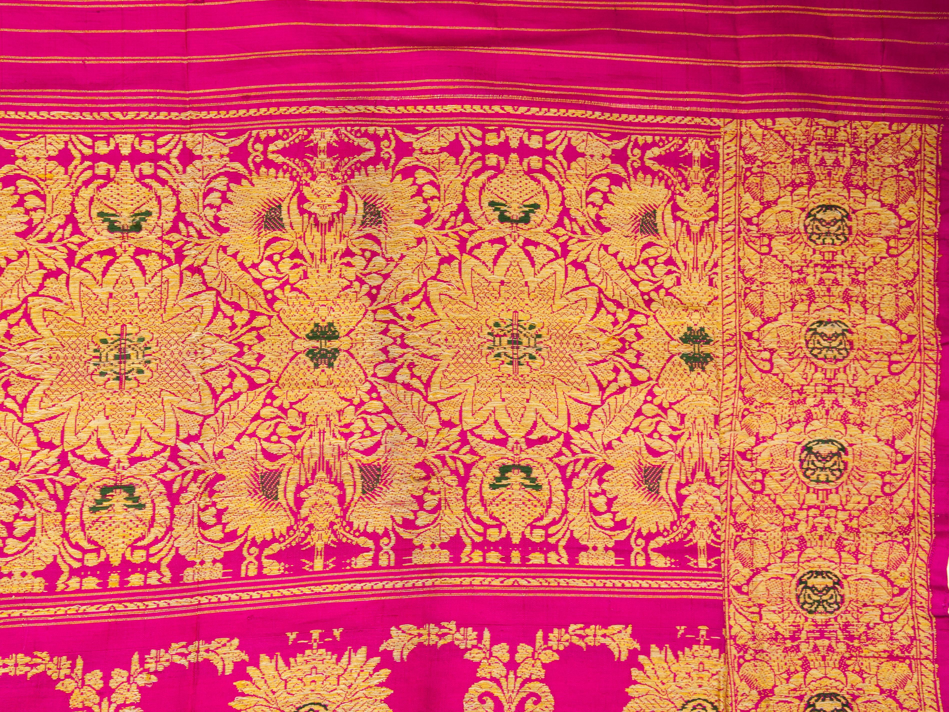 Vintage Banarasi Silk Brocade Head Shawl, Varanasi, India, Early 20th Century 1