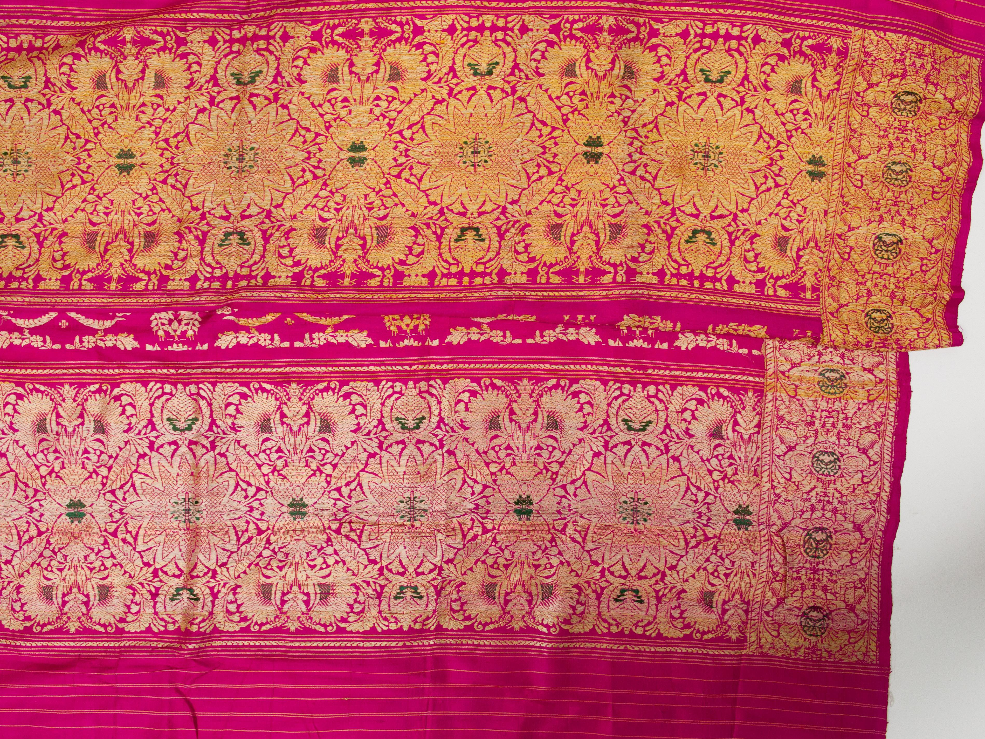 Vintage Banarasi Silk Brocade Head Shawl, Varanasi, India, Early 20th Century 3