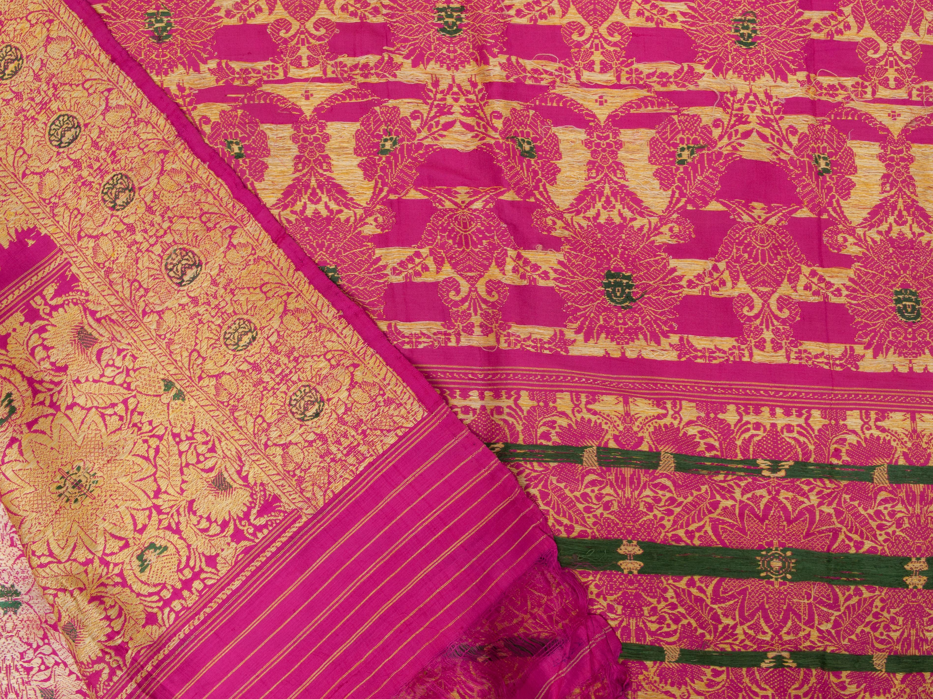 Vintage Banarasi Silk Brocade Head Shawl, Varanasi, India, Early 20th Century 4