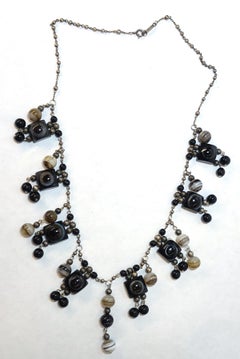 Vintage Banded Agate Drops Necklace