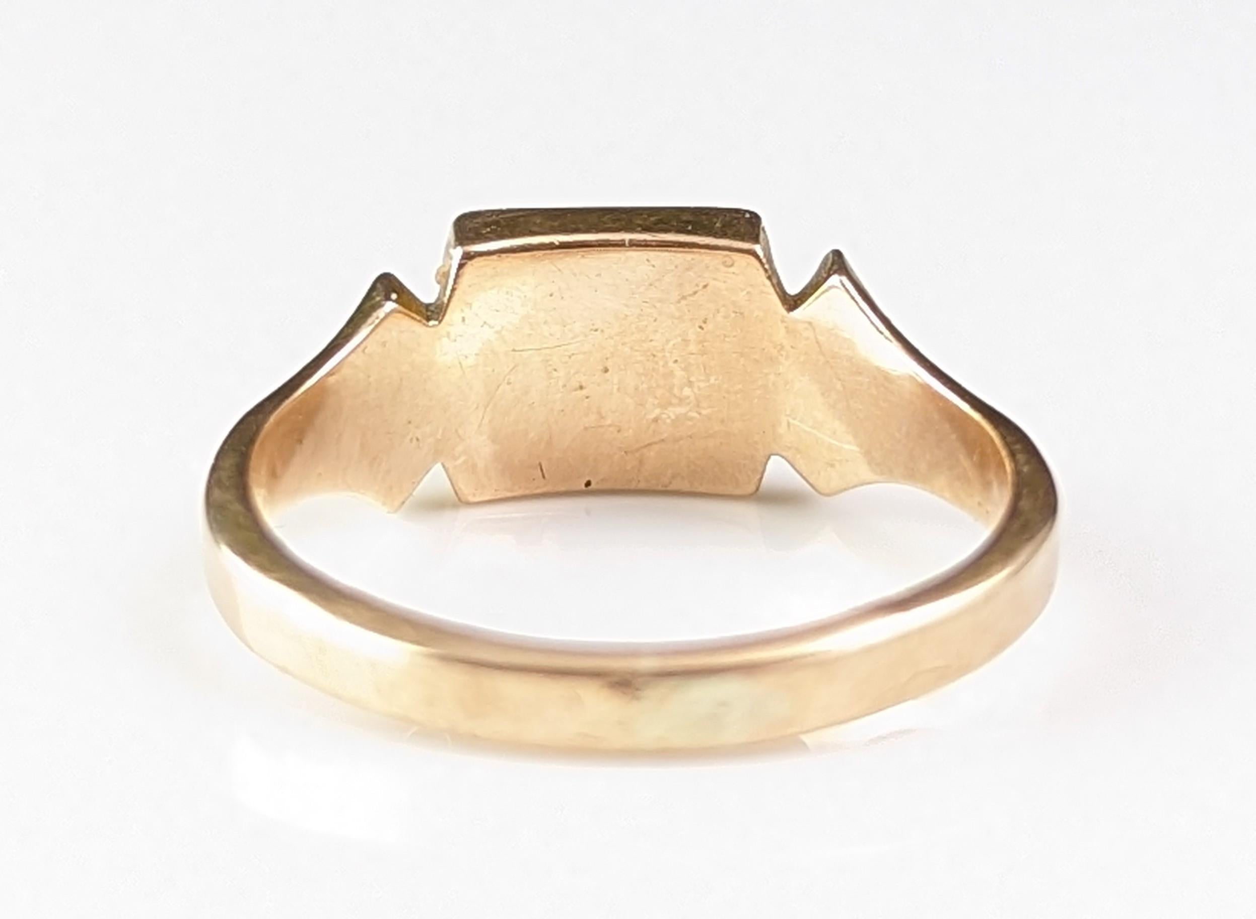 Vintage Banded Agate signet ring, 9k gold, Art Deco  4