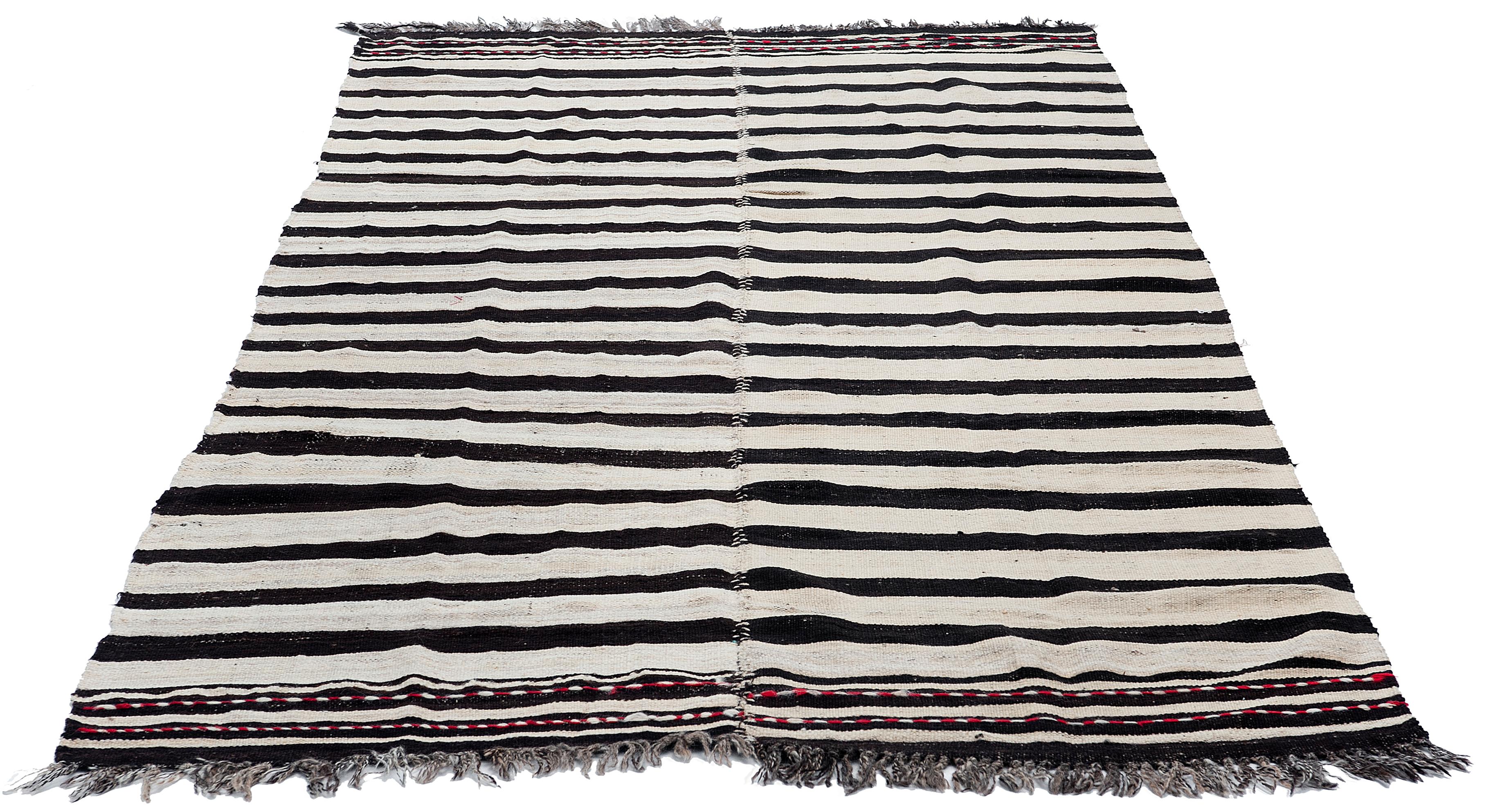 Vintage Banded Kilim Rug 'Flat-Weave' In Good Condition For Sale In Naples, FL