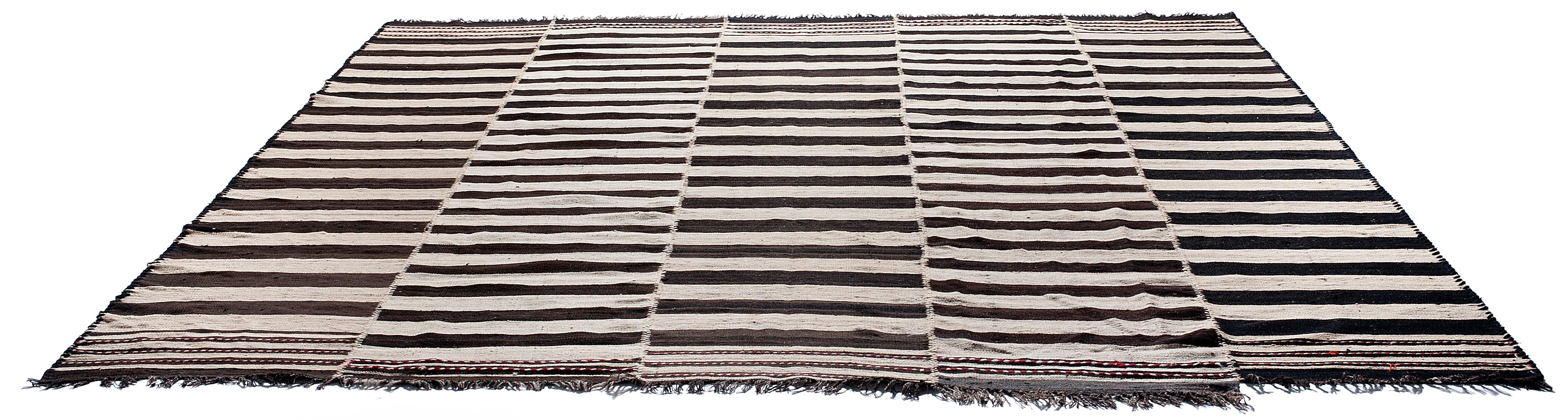 Vintage Banded Kilim Rug 'Flat-Weave' In Good Condition For Sale In Naples, FL