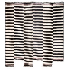 Vintage Banded Kilim Rug 'Flat-Weave'