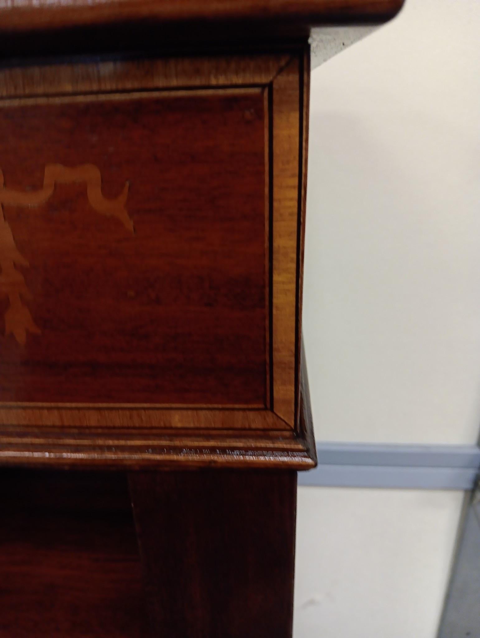 Vintage Banded Mahogany Sheridan  Style Triple Shelf Open Bookcase 5