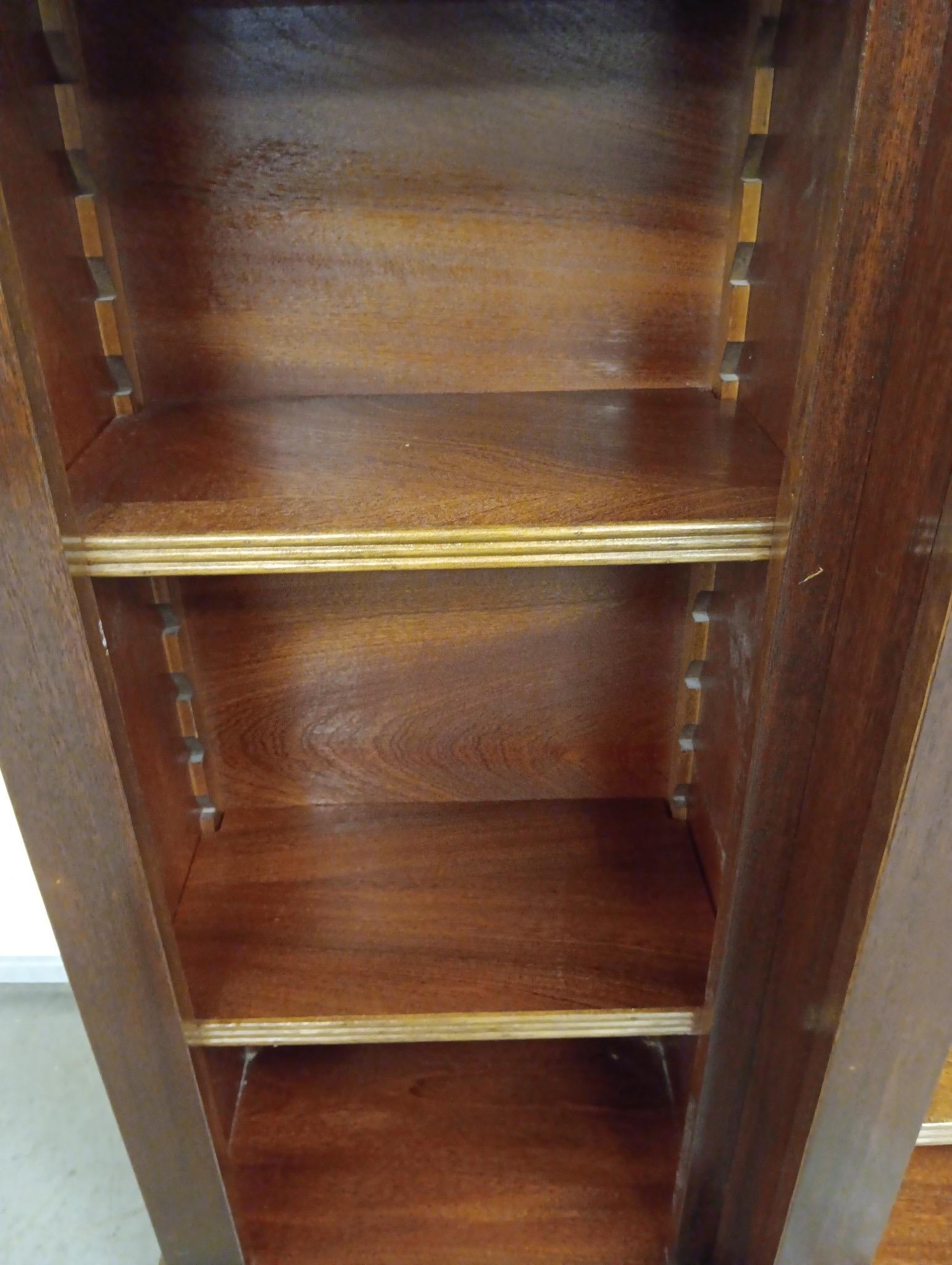 Vintage Banded Mahogany Sheridan  Style Triple Shelf Open Bookcase 12