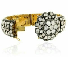 Vintage Bangle 925 Silver Rosecut Pave Diamond Polki Bangle