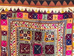 Vintage Banjara Tribal Embroidered Chaakla with Mirrors, Wall Hanging, India