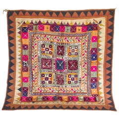 Vintage Banjara Tribal Embroidered Chaakla with Mirrors, Wall Hanging, India