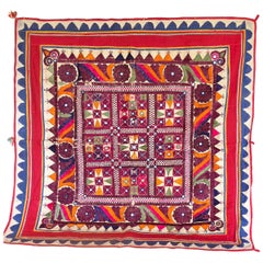 Vintage Banjara Tribal Embroidered Chaakla with Mirrors, Wall Hanging, India
