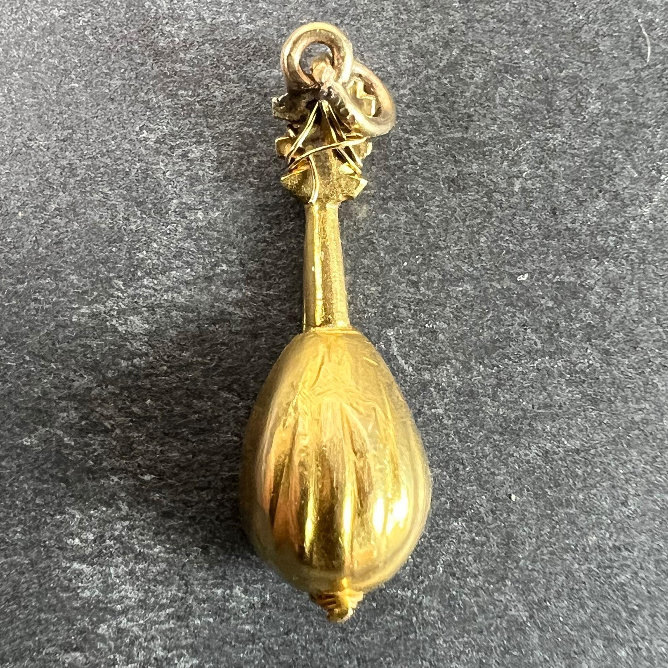 Vintage Banjo Sitar 18K Yellow Gold Charm Pendant In Good Condition For Sale In London, GB