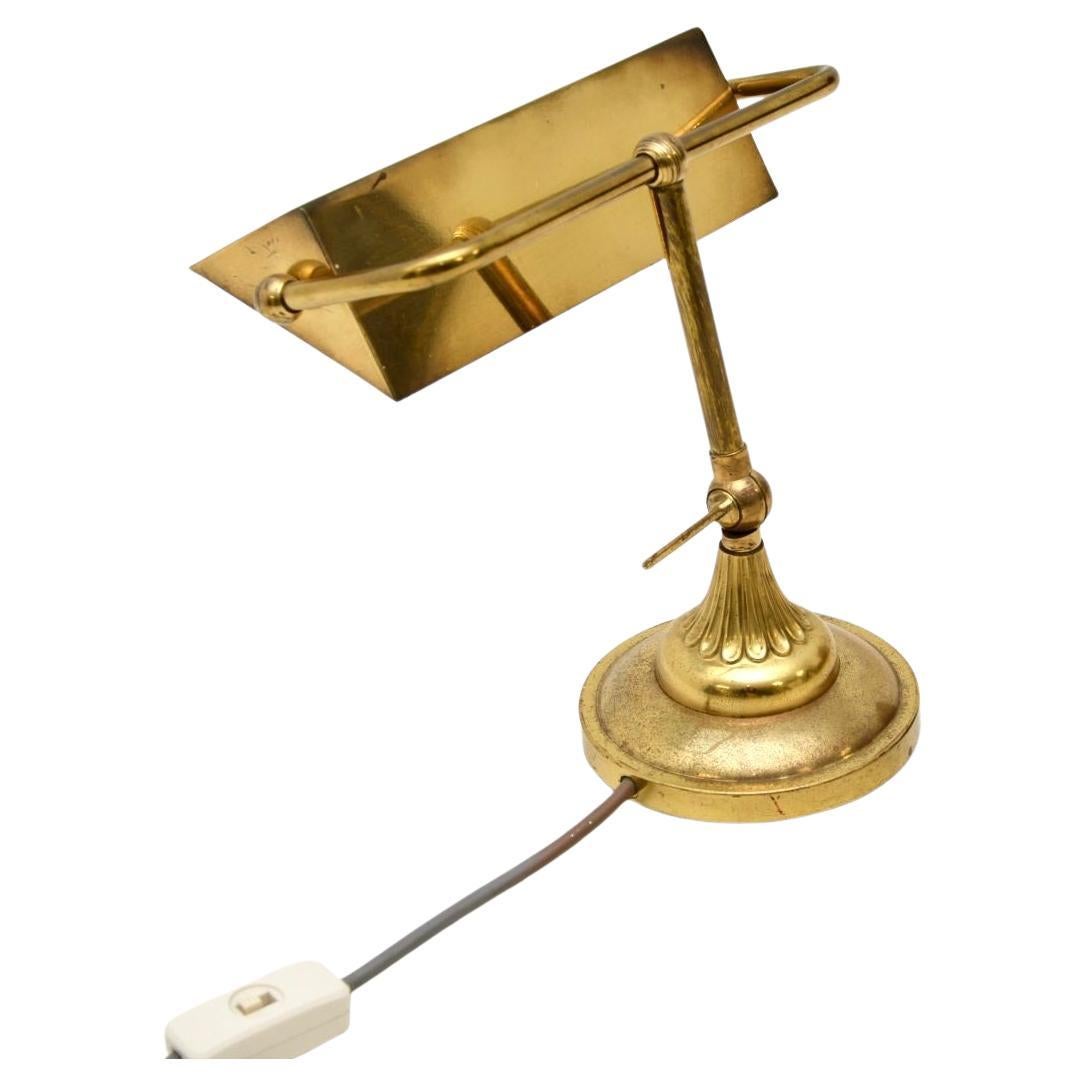 Lampada da scrivania Vintage Bankers in ottone massiccio