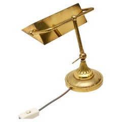 Lampada da scrivania Vintage Bankers in ottone massiccio