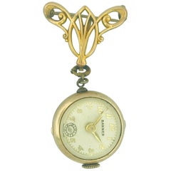 Vintage Banner 7 Jewel Swiss Watch Pin/Brooch, Skeleton Feature