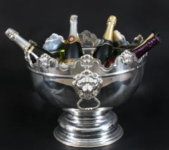 Vintage Banqueting Size Silver Plate Monteith Punch Bowl Cooler 20th Century