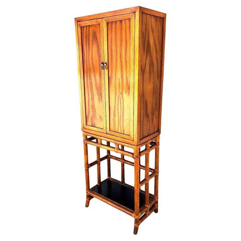 Antique Split Bamboo Storage Cabinet - Clearance - Endicott Home Furnishings