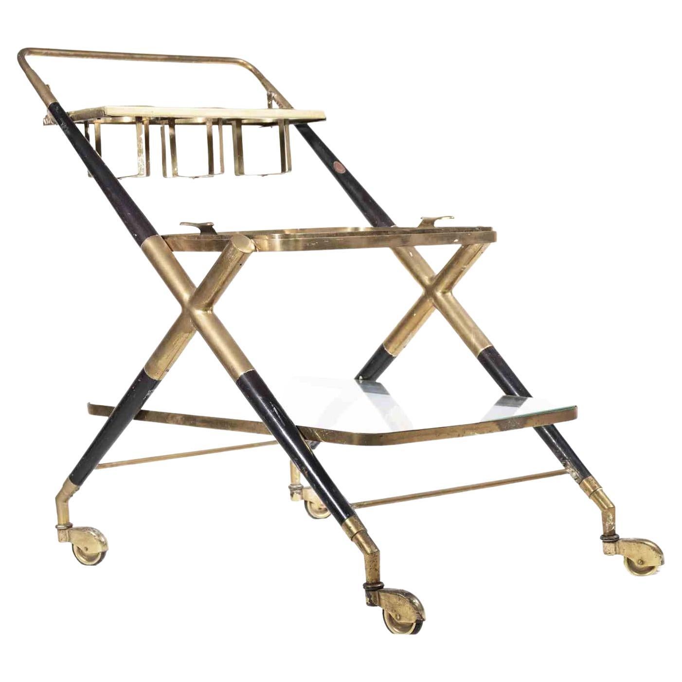 Vintage Bar Cart Attr. to Cesare Lacca, Italy, 1970s For Sale