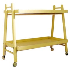 Vintage Bar Cart in yellow lacquered wood - 1960s