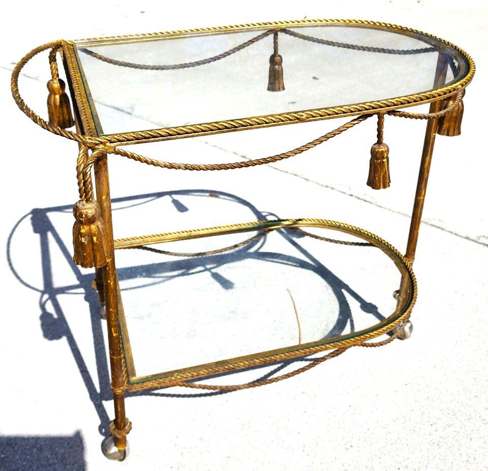 Vintage Barwagen Italienisch vergoldet Seil & Tassel Getränke Trolley (Vergoldet) im Angebot