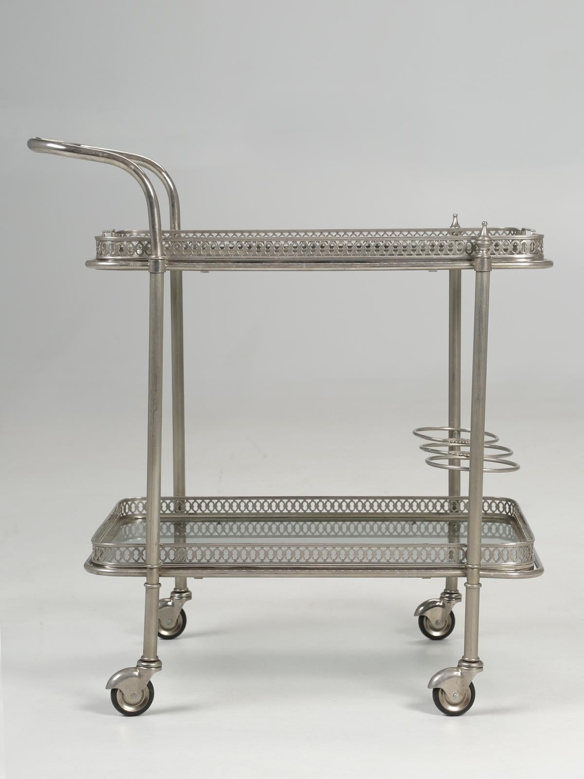 French Vintage Bar Cart Mid-Century Modern Imported from France with Removable Trays