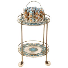 Vintage Bar Cart with Matching Glassware
