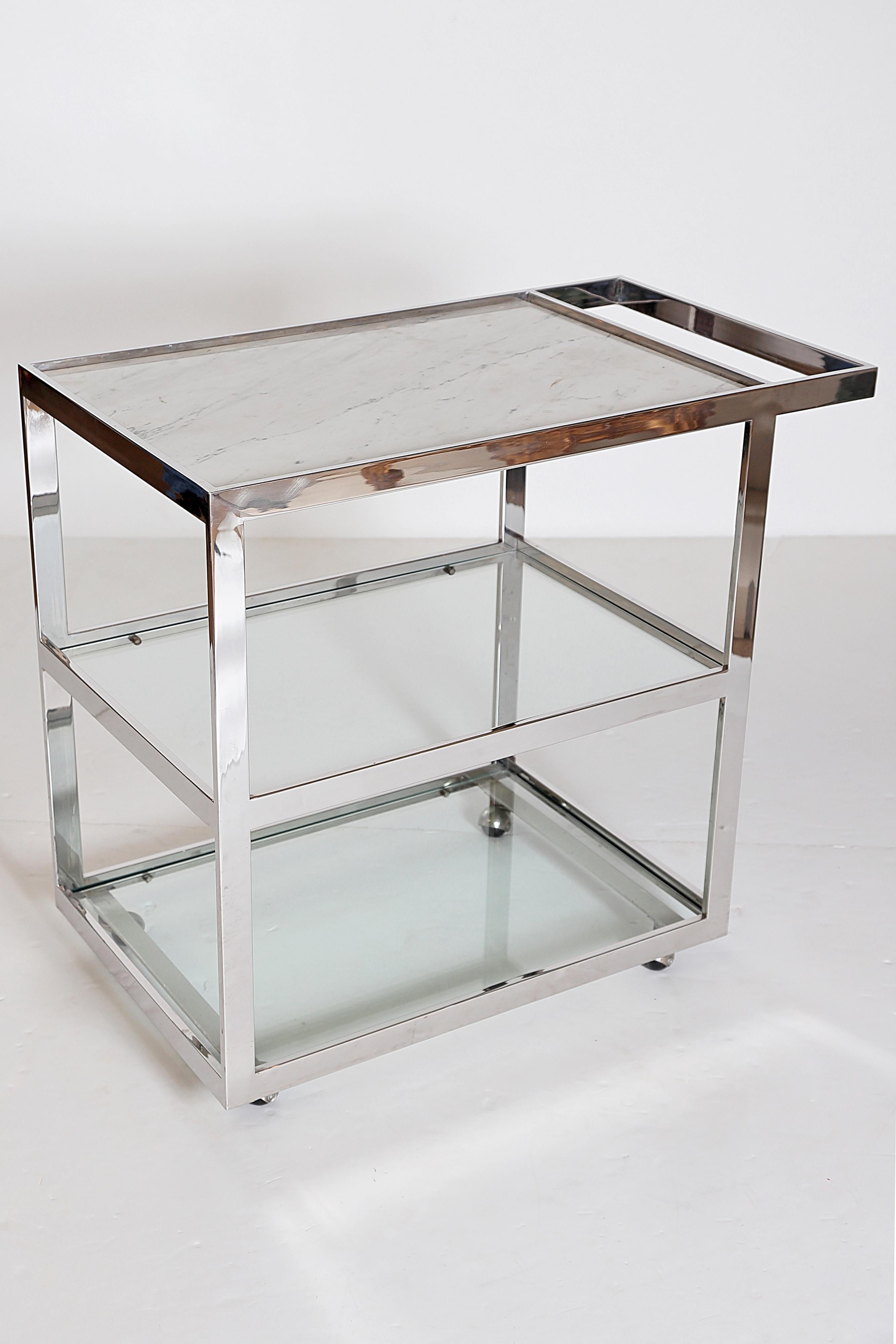 Glass Vintage Bar / Drinks Cart Attributed to Milo Baughman
