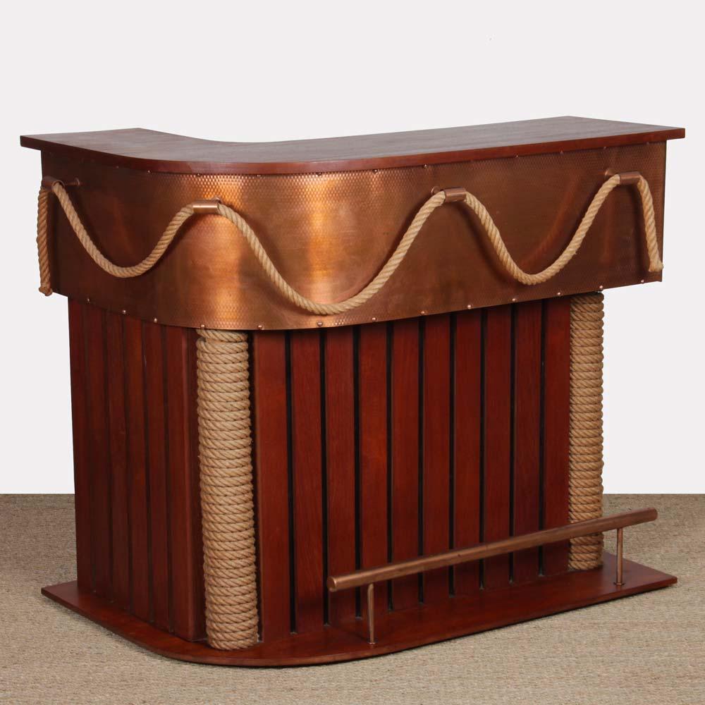 Brass Vintage bar in the Audoux and Minet style of the 1960s For Sale
