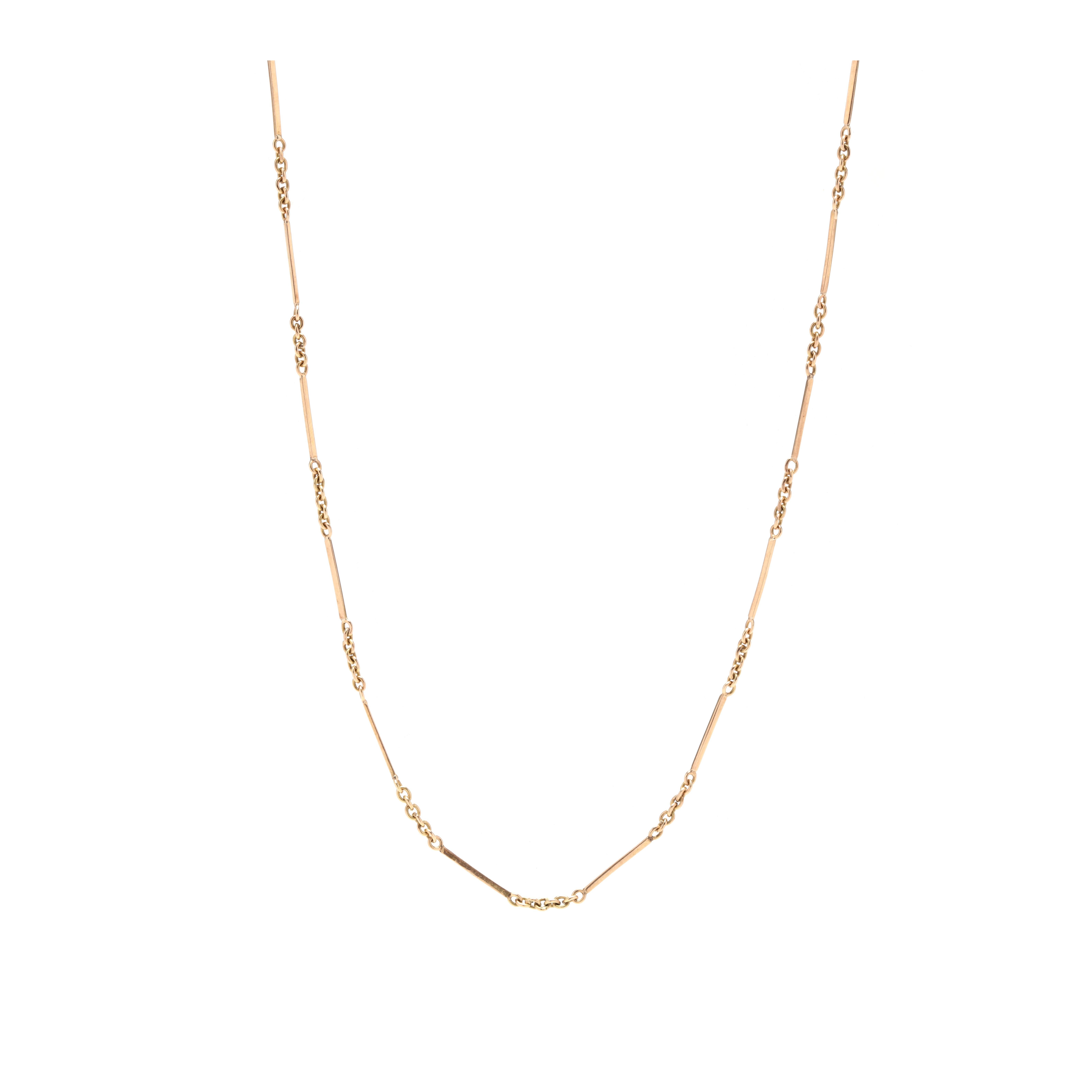 Bar-Gliederkette, 18 Karat Gelbgold, dünne Anhängerkette für Damen oder Herren