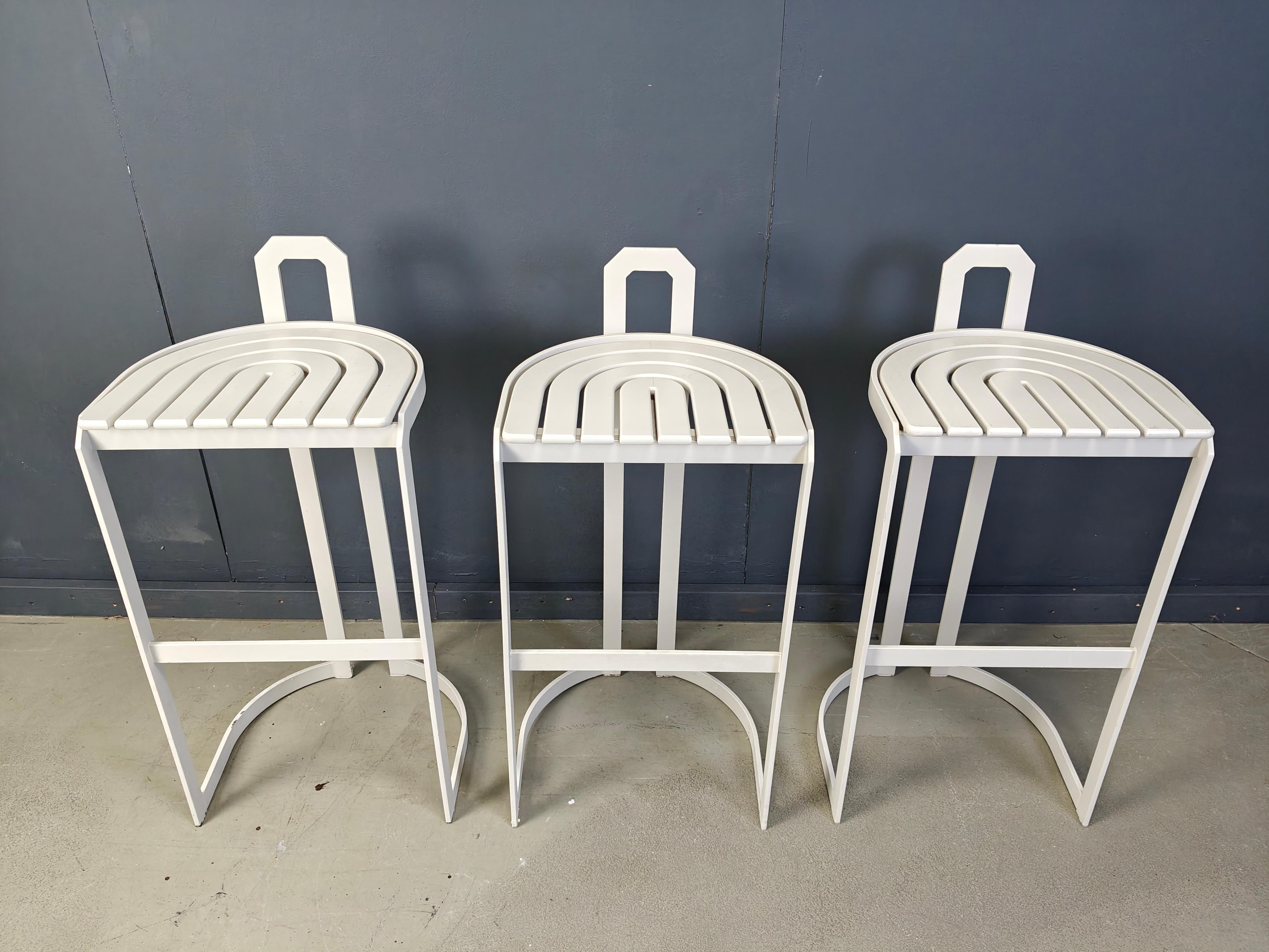 Taburetes de bar vintage de Allmilmö, Años 80, Juego de 3 en venta 6