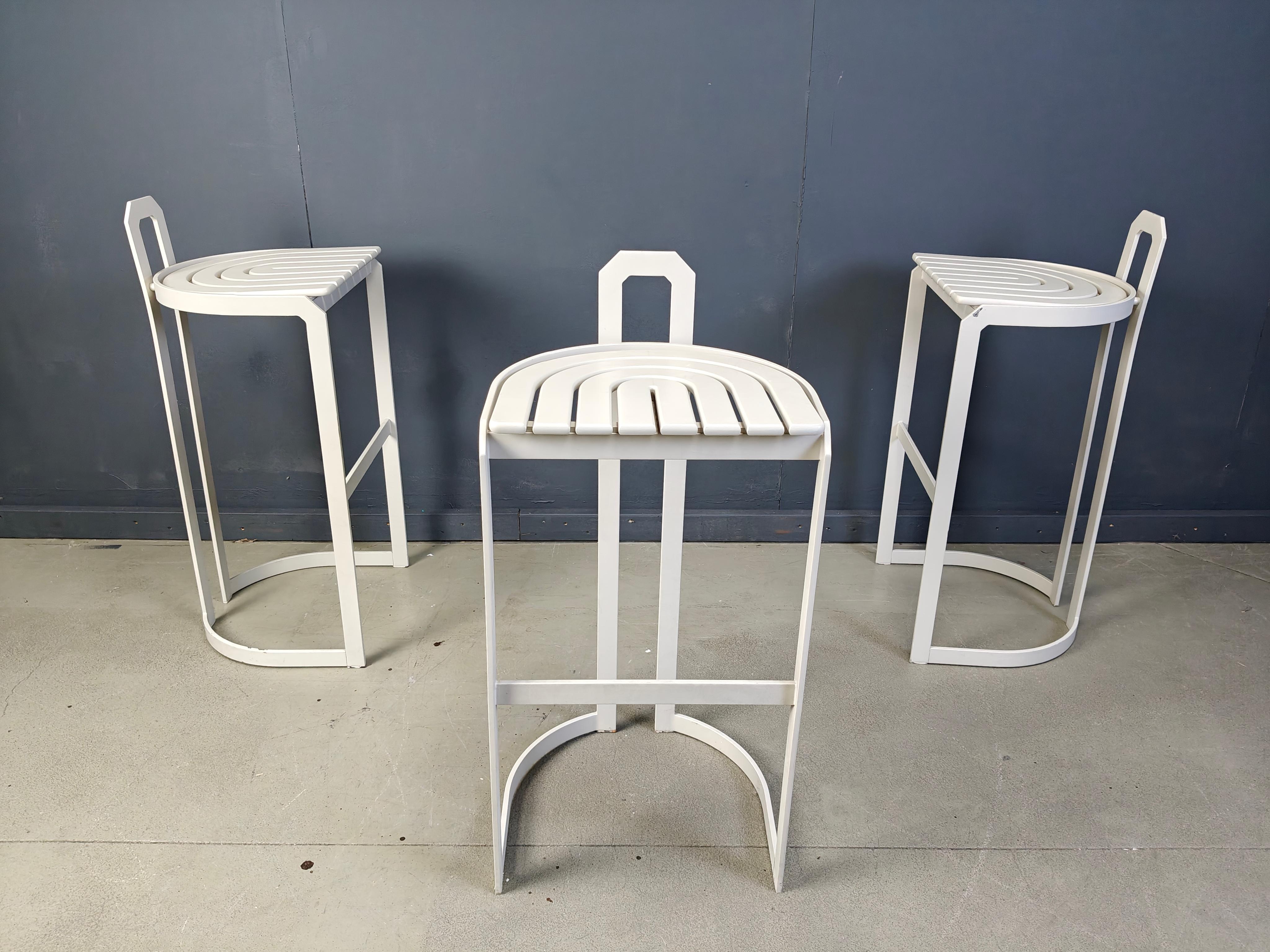 Taburetes de bar vintage de Allmilmö, Años 80, Juego de 3 en Bueno estado para la venta en Leuven, Vlaams Gewest